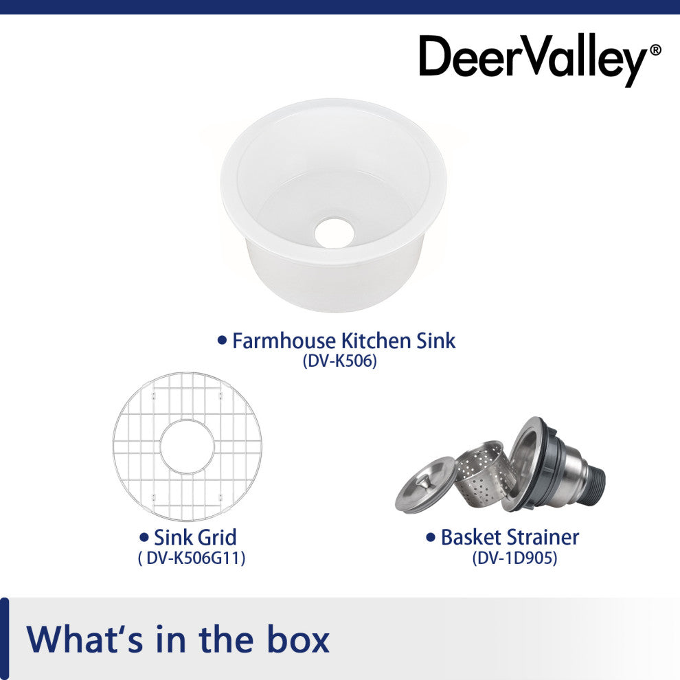 19"L x 19"W Undermount Fireclay Kitchen Sink with Sink Grid and Basket Strainer