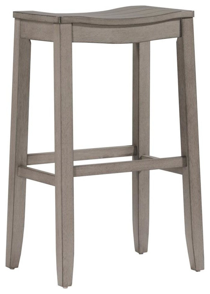 Fiddler Non-Swivel Backless Stool, Aged Gray Wood Finish, Counter Height