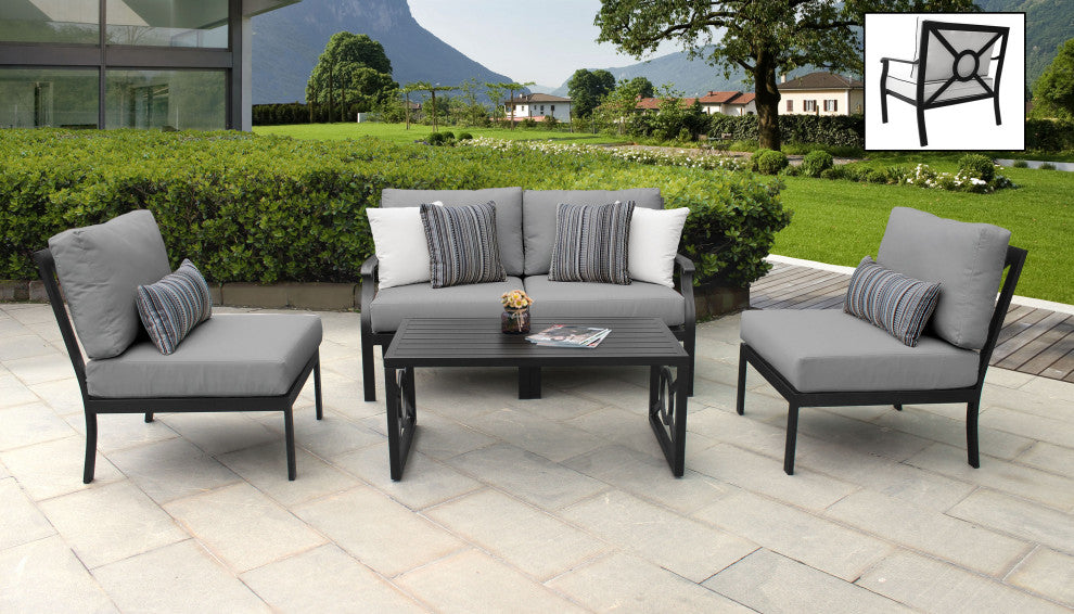 kathy ireland Madison Ave. 5 Piece Aluminum Patio Furniture Set 05d, Slate