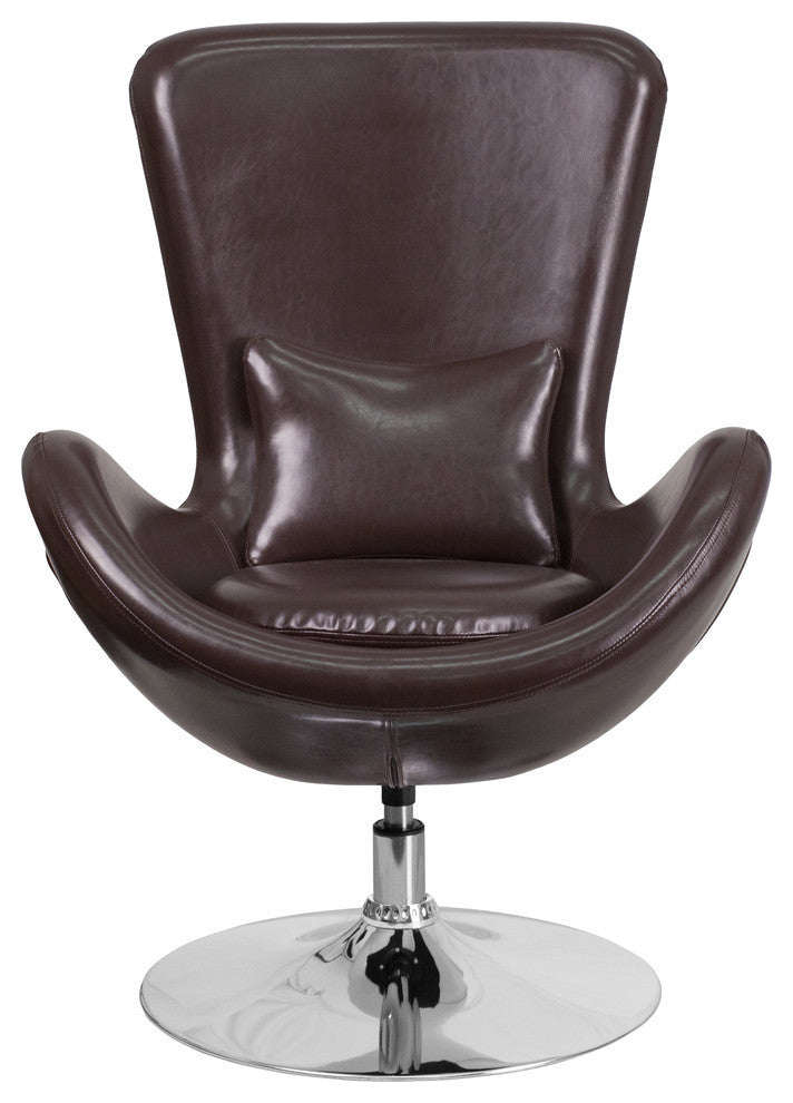 Egg Series Brown LeatherSoft Side Reception Chair