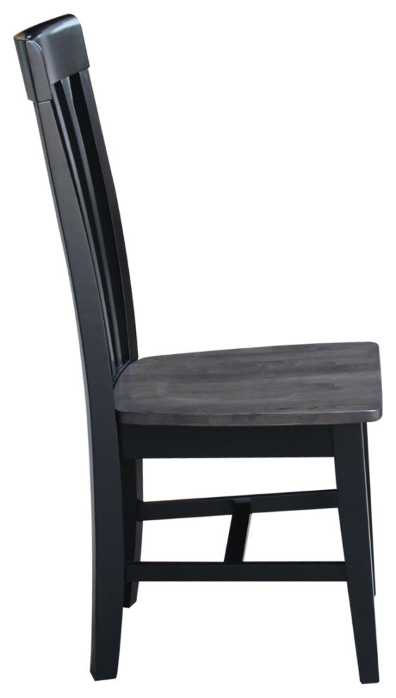 Set of Two Tall Mission Chairs, Coal-Black/Washed Black