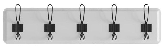 24 Inch Wall Mounted Solid Wood Storage Rack with 5 Hanging Hooks, White