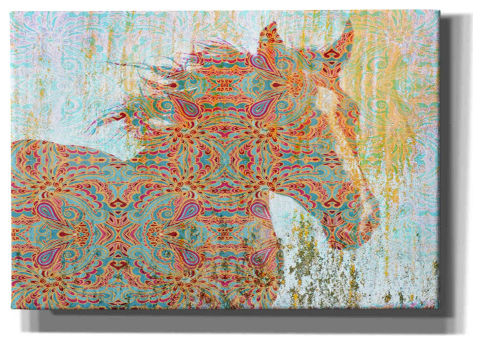 Epic Graffiti 'Pattern Horse' by Irena Orlov, Giclee Canvas Wall Art, 16"x12"