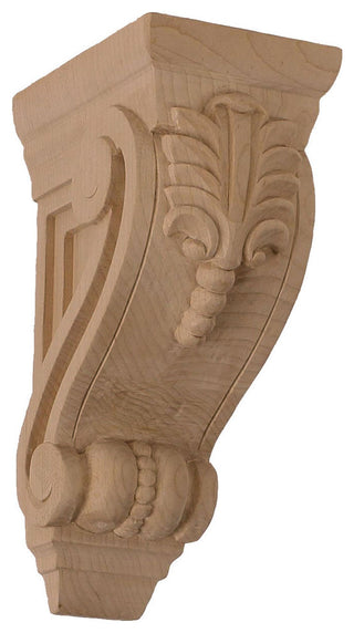 2 5/8"W x 3 3/4"D x 6 5/8"H Small Fig Leaf Corbel, Alder