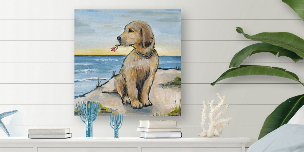 "Romantic Dog" Painting Print on Wrapped Canvas, 24"x24"