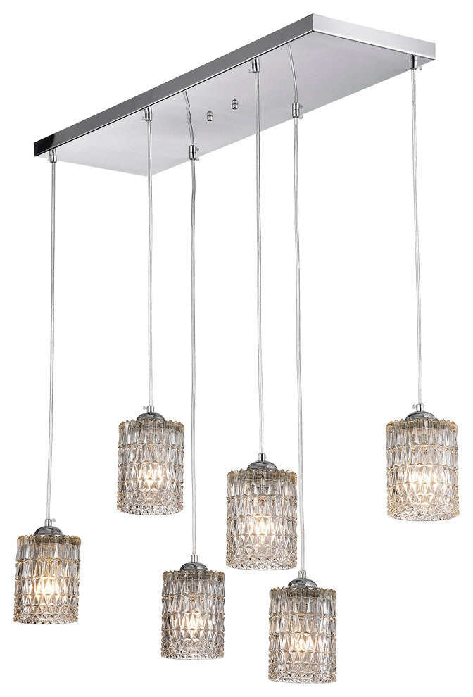 Aldubon Chrome 6-Light Chandelier With Diamond Crystal Shades, Adjustable