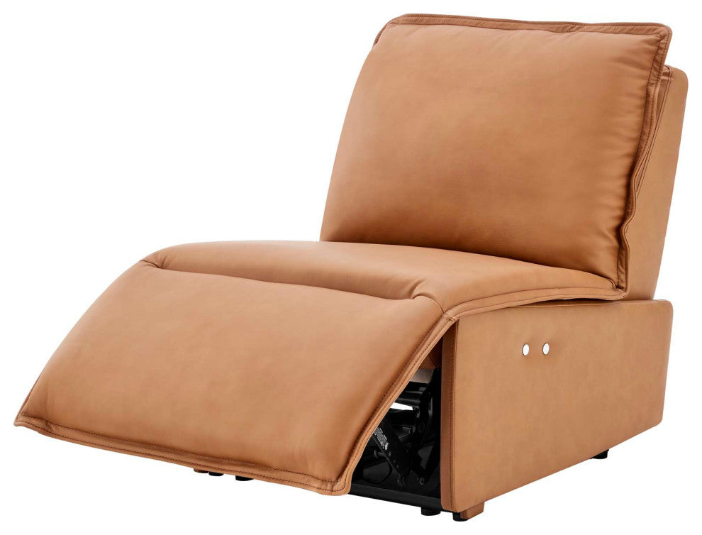Accent Recliner Chair, Leather, Tan, Modern, Living Lounge Hotel Hospitality