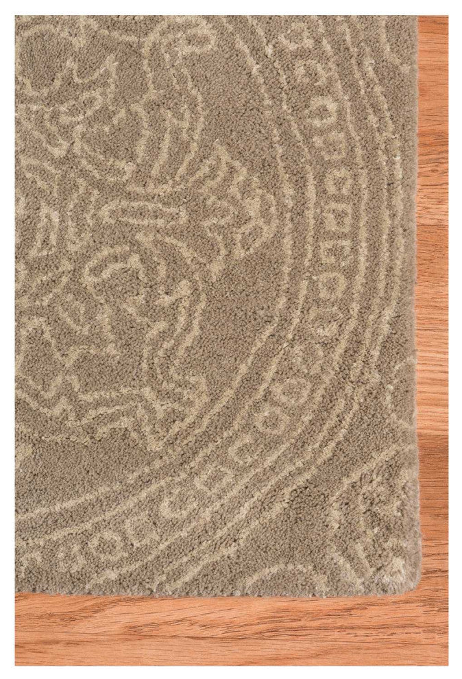 7.6" X9.6" X 0.5" Beige Wool Area Rug