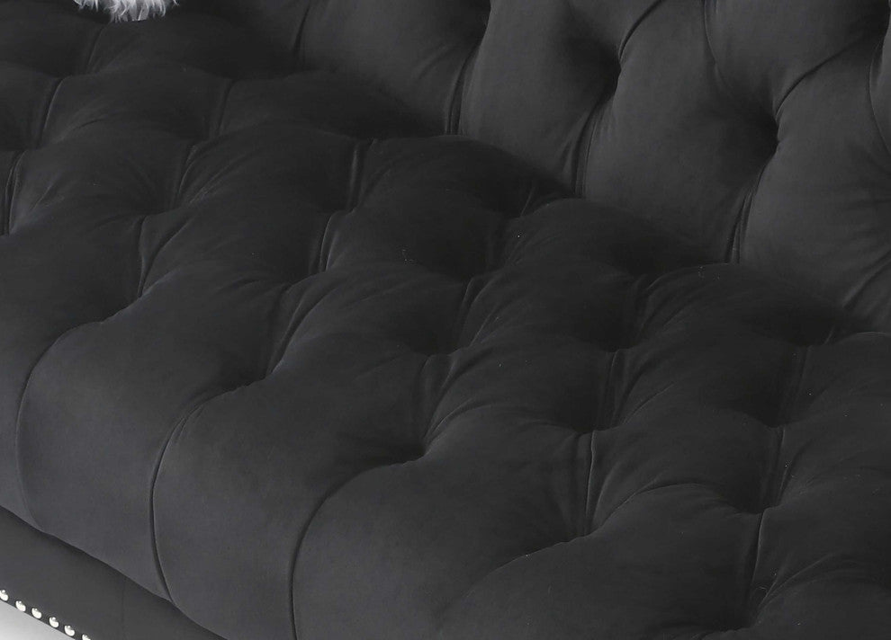 Dania 64 in. W Flared Arm Velvet Straight Sofa, Black