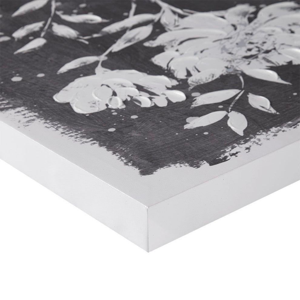 Madison Park Cassia Floral Black and White Canvas Wall Art
