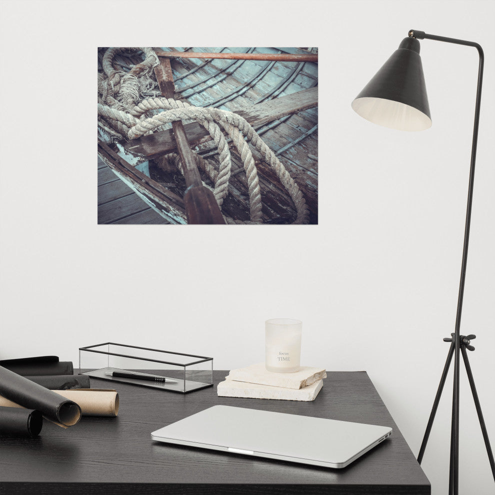 Vintage Boat Oars and Ropes Nautical Photo Loose Wall Art Prints, 16" X 20"