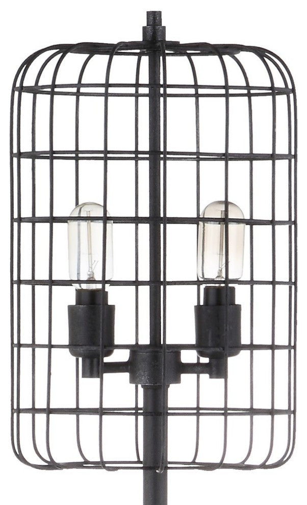 Odette 65" Industrial Metal Floor Lamp, Black and Silver
