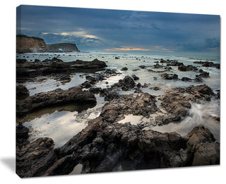 "Rocky Seashore With Blue Sky Over" Seashore Canvas Print, 40"x30"