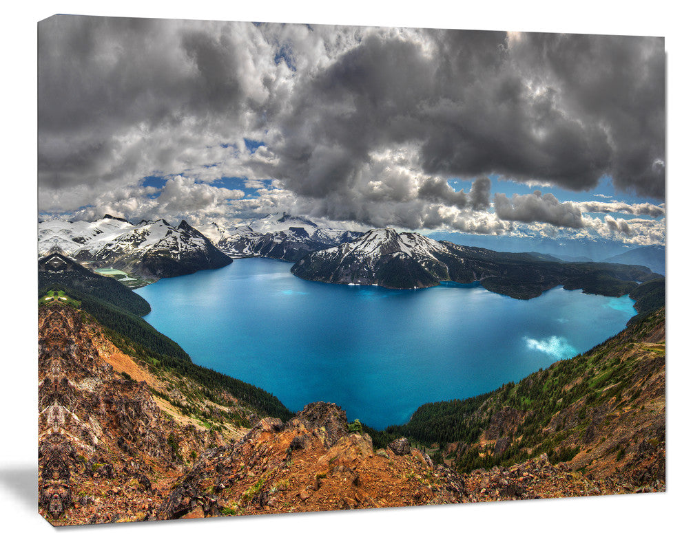 Lake Surrounded by Mountains, Extra Large Landscape Canvas Art Print, 60"x28"