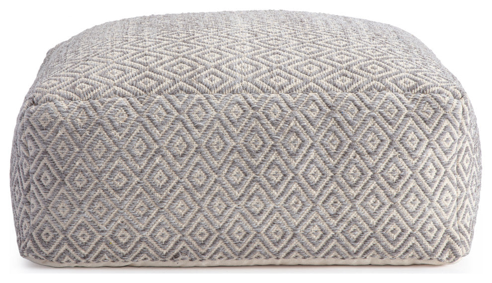 Willamette Slate 34" x 34" x 16" Gray and Beige Ottoman