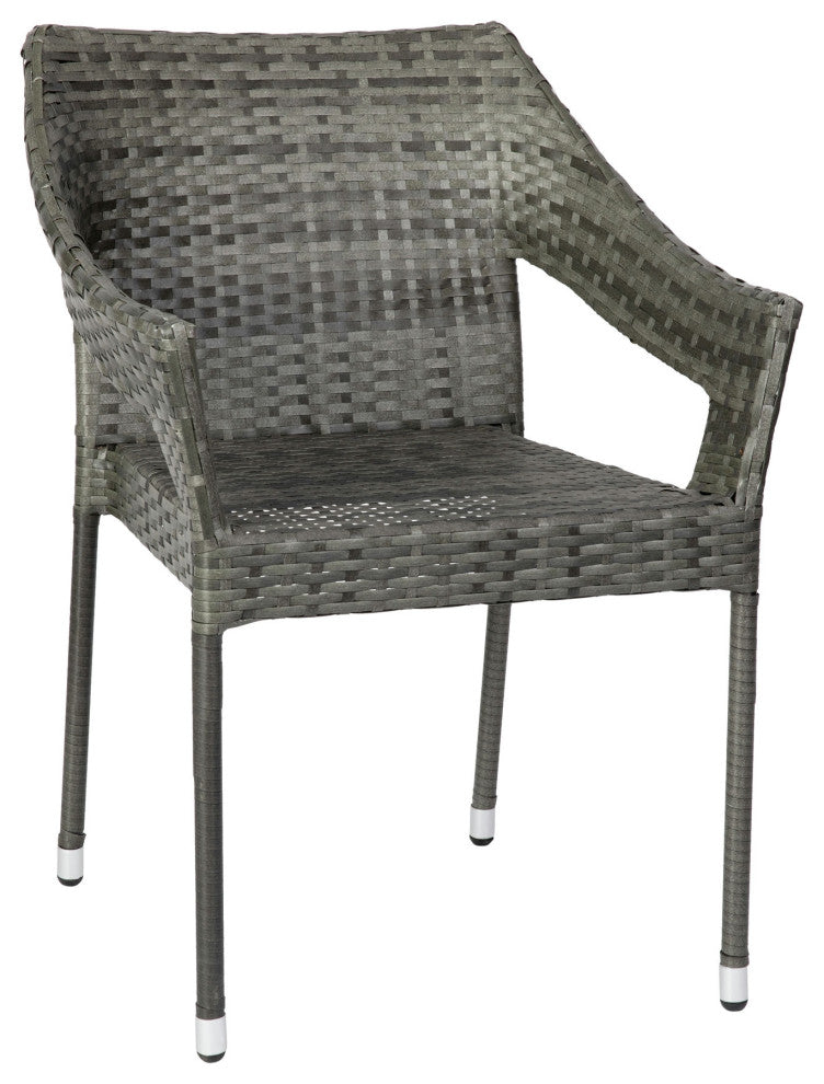 Ethan Commercial Grade All Weather PE Rattan Wicker Patio Stacking Dining Chair, Gray
