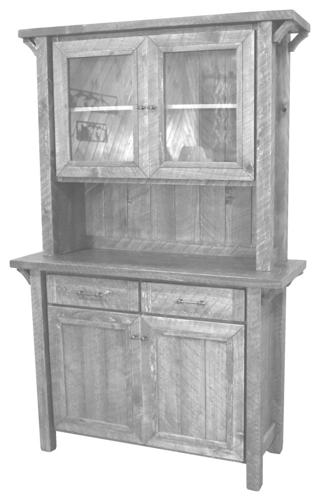 Barnwood Style Timber Peg Buffet Hutch, Thunder White