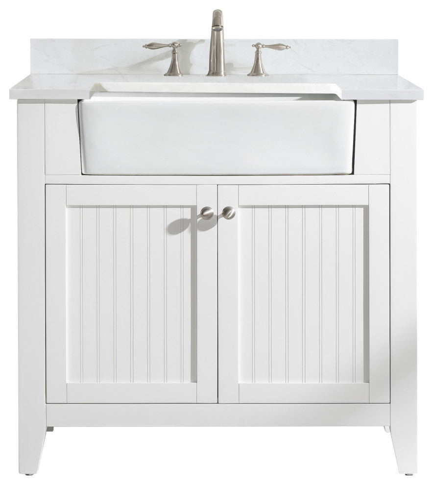 Burbank Transitional White 36" Single Vanity