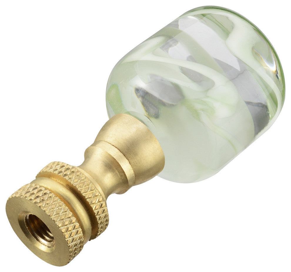 Aspen Creative 24026-X, Clear w/Green Grain Glass Lamp Finial, Copper, 2" Tall, Clear & Green, Pack Set of 1