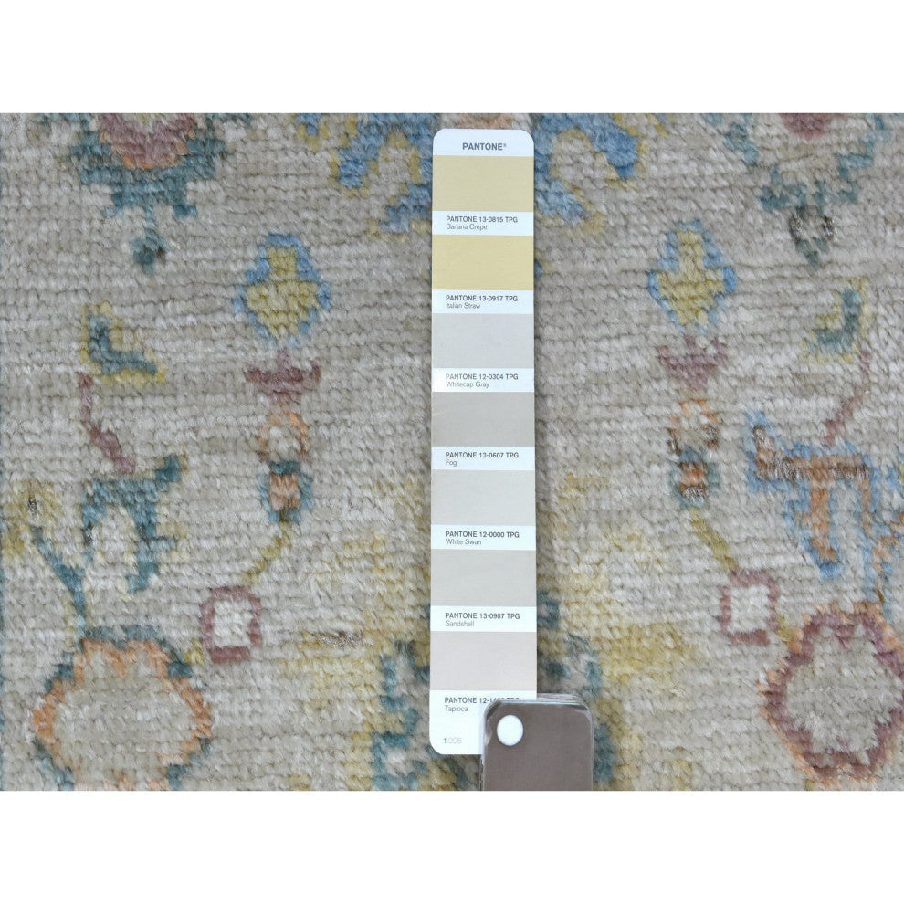 Afghan Angora Ushak Soft and Pliable Wool Hand Knotted Gray Runner Rug 2'8"x9'9"