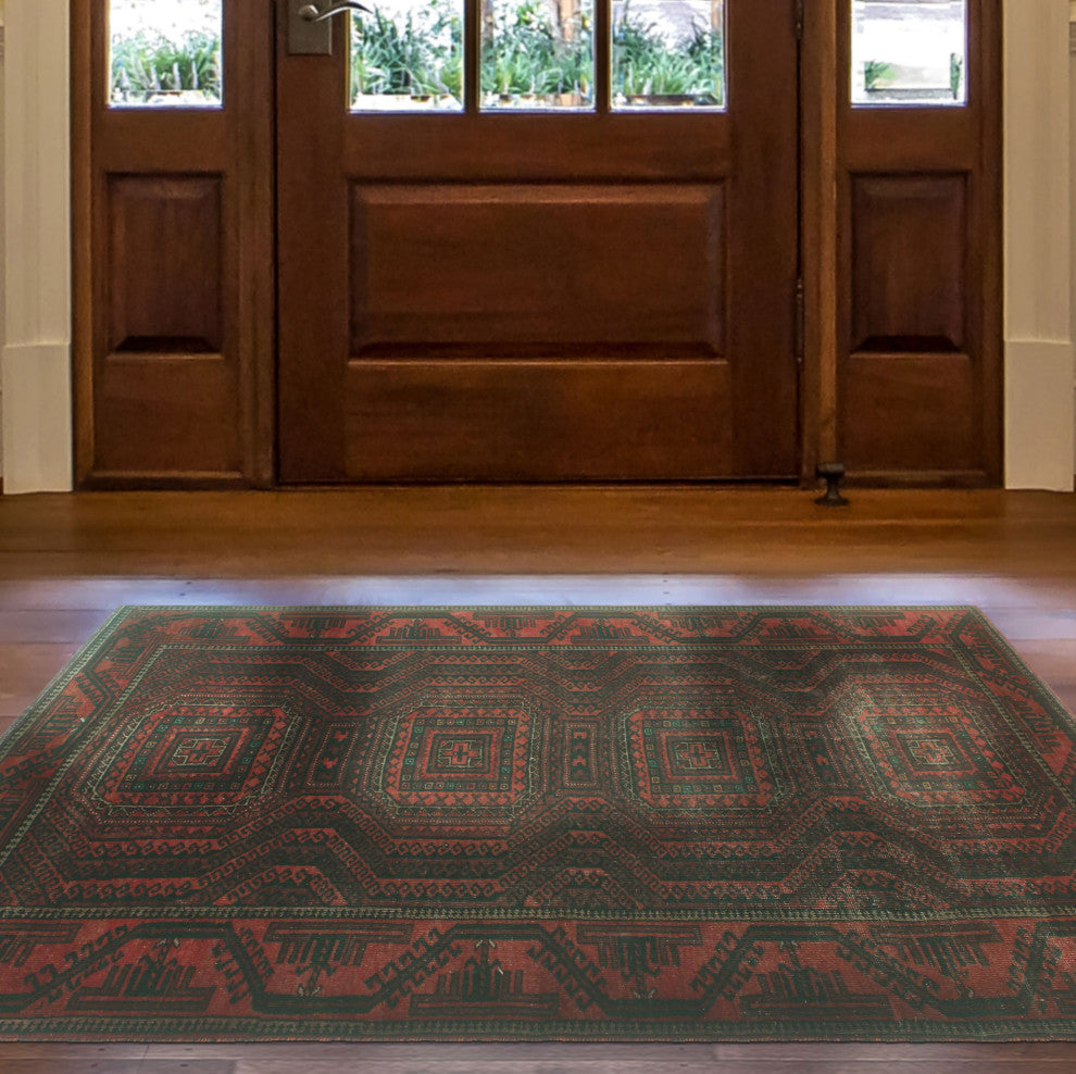 Semi-Antique Ayagoz Red/Charcoal Rug, 3'9x7'0