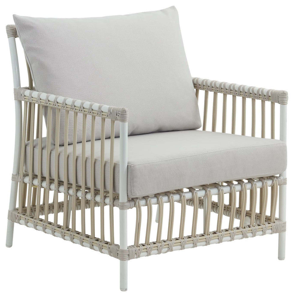 Caroline Exterior Lounge Chair, Dove White, Sunbrella Sailcloth Seagull Seat and Back Cushions