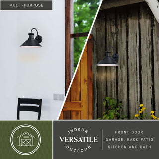 Canton 1 Light Dusk to Dawn Matte Black and White Farmhouse Outdoor Wall Lantern