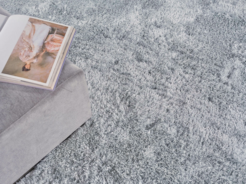 Sumo Shag Handloomed Polyester/Microfiber Light Blue Area Rug, 2'x3'