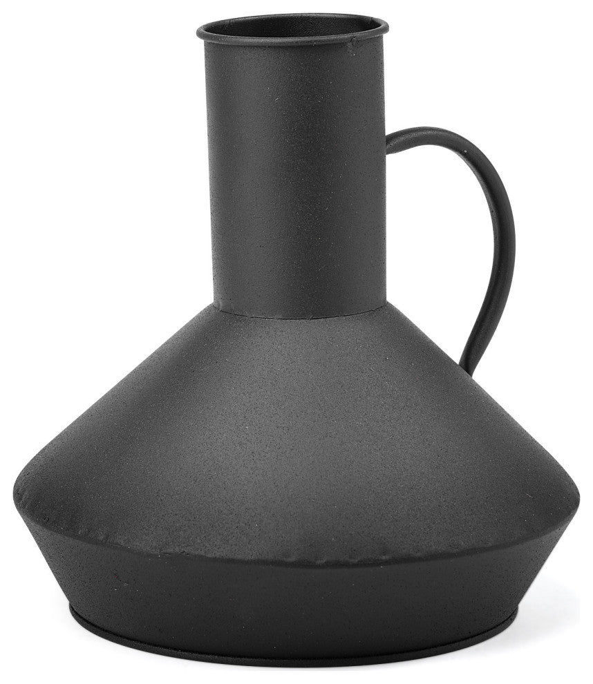 Shallow Rustic Black Metal Decorative Jug