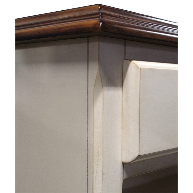 Sunset Trading Andrews Server, Antique White With Chestnut Brown Top