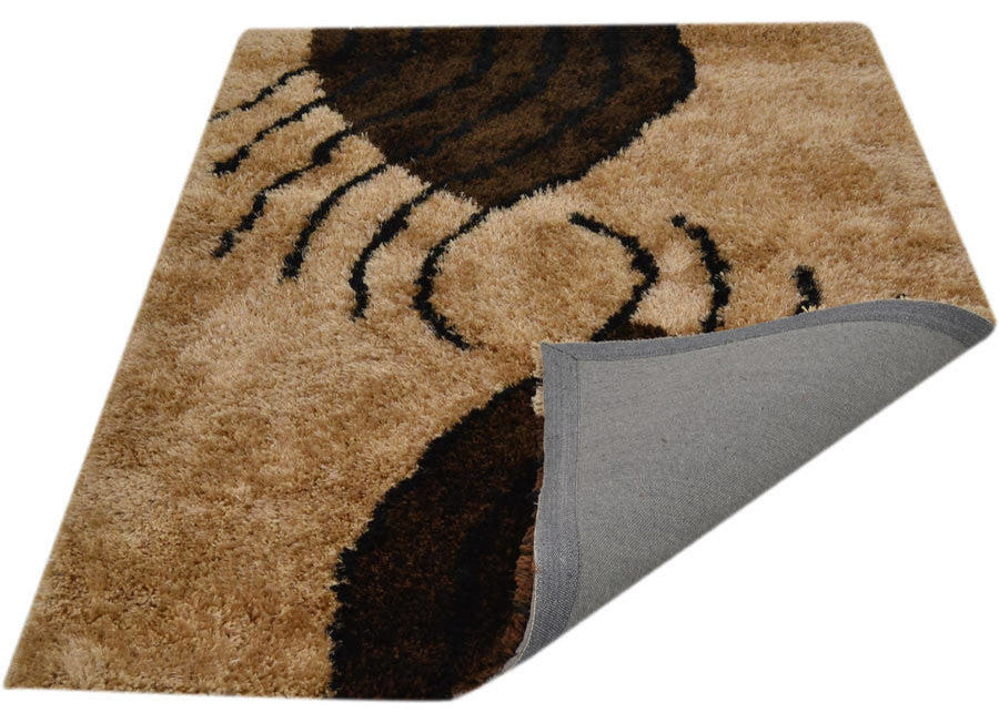 Shaggy Hand Tufted Modern Oriental Shag Area Rug, Brown, 8x10'