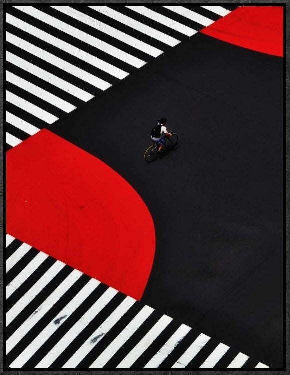 "Along A Road" Framed Canvas Giclee by Keisuke Ikeda, 18x23"