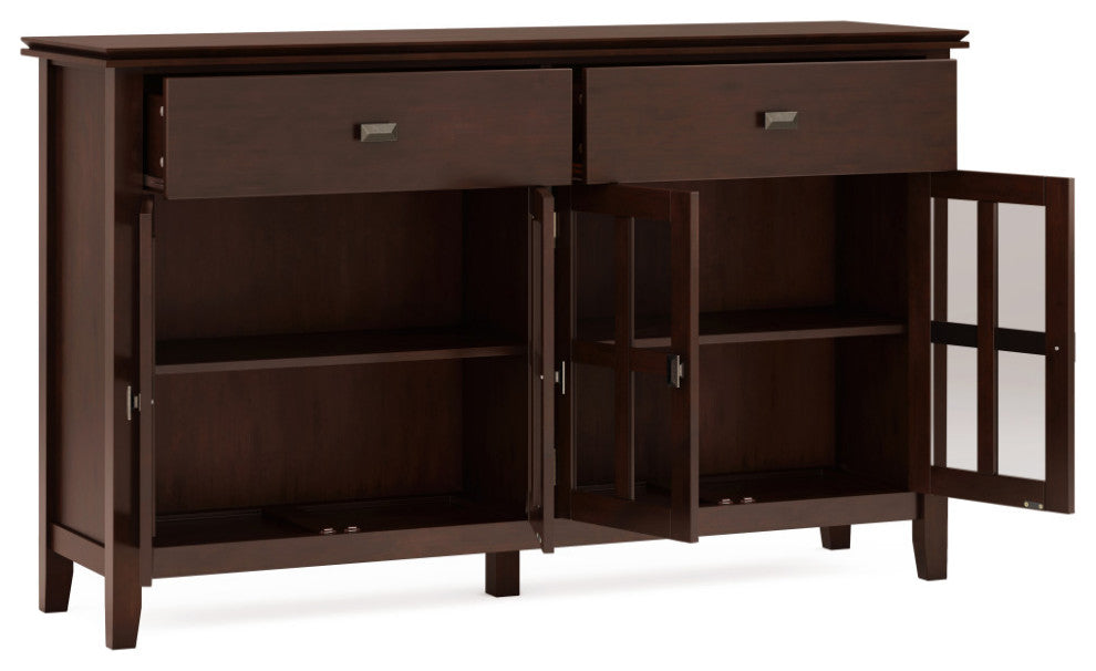 Artisan Solid Wood Large 4 Door Sideboard Buffet, Russet Brown