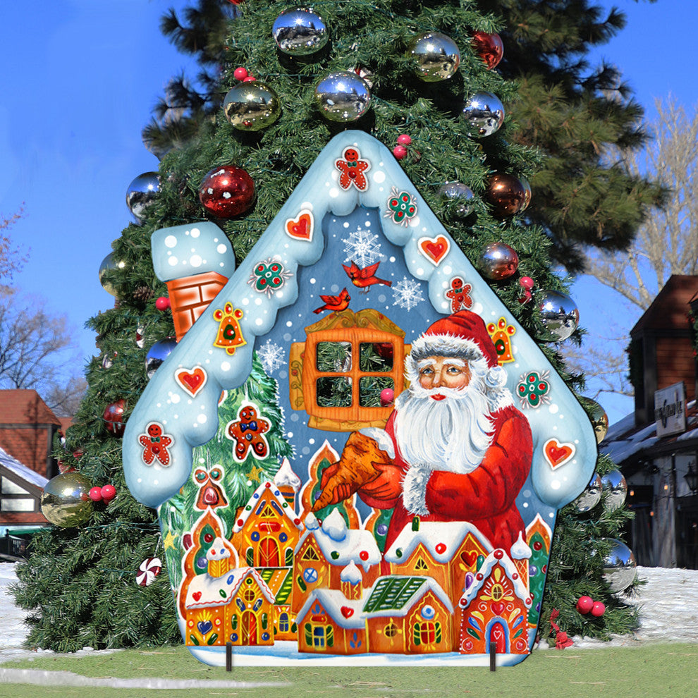 Gingerbread House Freestanding Wooden Lawn Decor