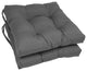 16" Solid Twill Square Tufted Chair Cushions, Set of 2, Steel Gray