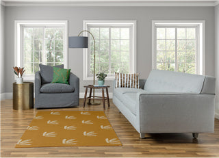 Feather Pattern Fall Design Chenille Area Rug, Yellow, 4'x6'