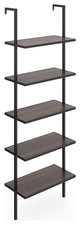 Modern 5-Shelf Wood Open Wall Mount Ladder Bookshelf with Industrial Metal Frame