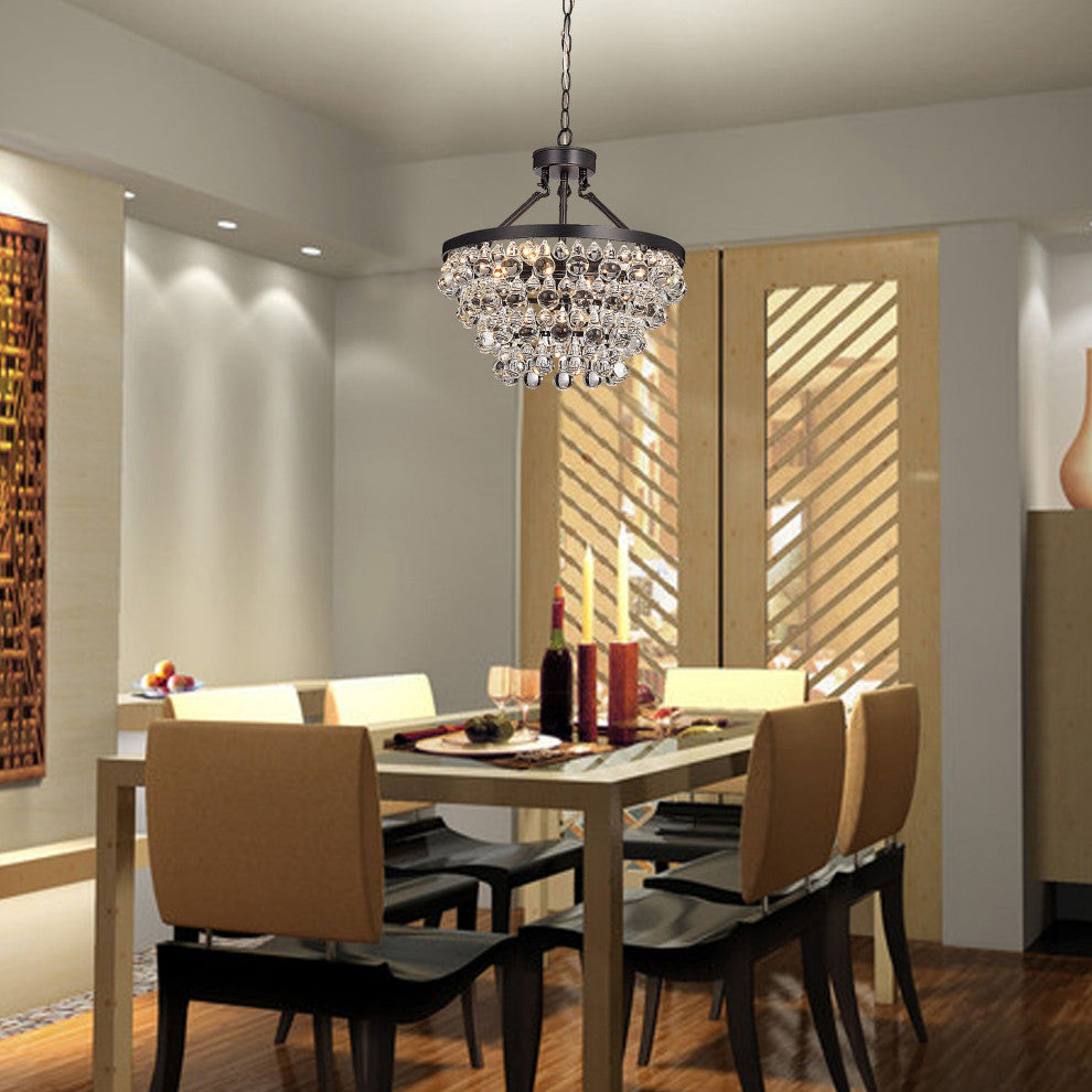 Modern Style Glass Crystal 5-Light Luxury Chandelier Antique Bronze Chandelier