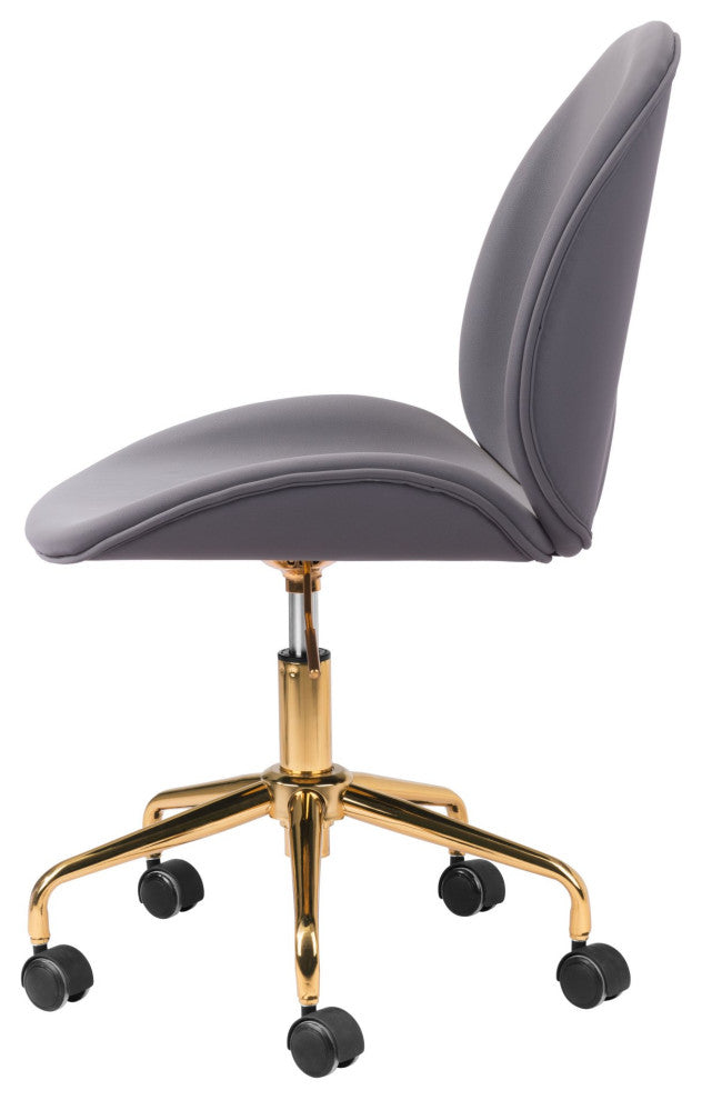 Computer Work Chair, Steel Metal, Fabric, Gray, Gold, Home Business Office