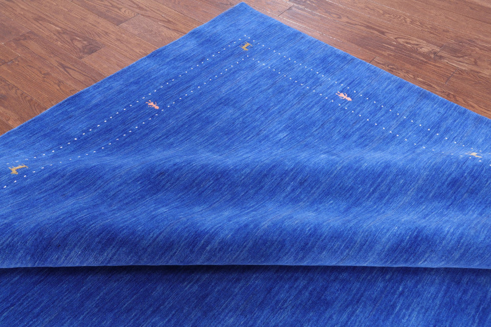 8' Square Handmade Persian Gabbeh Wool Rug Q6991