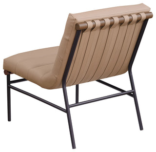 Burke Upholstered Accent Chair, Tan, Vegan Leather, Walnut