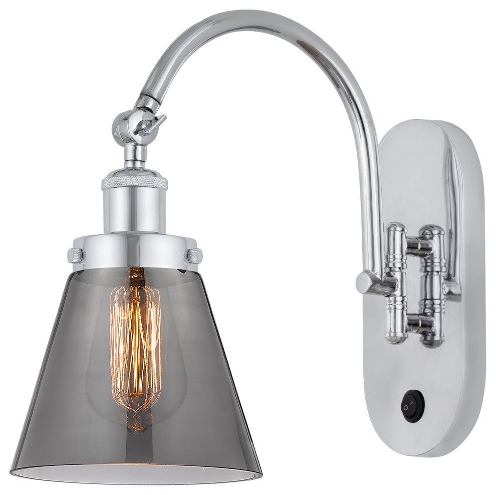 Cone Sconce, Polished Chrome, Plated Smoke, Plated Smoke