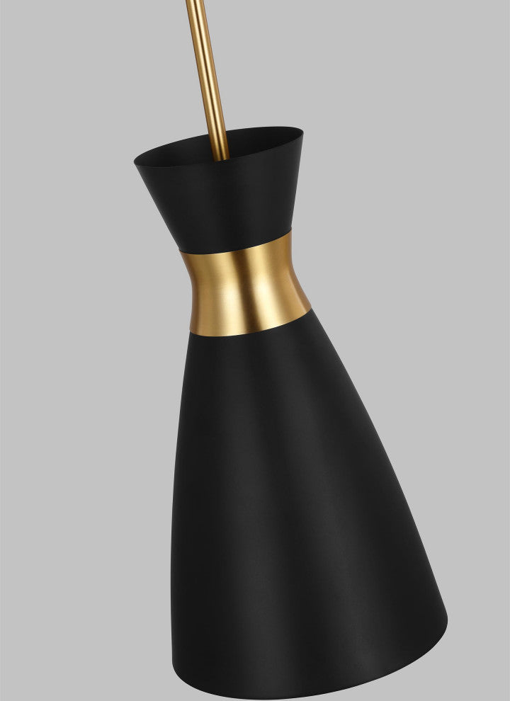 Heath Small Pendant, Midnight Black and Burnished Brass