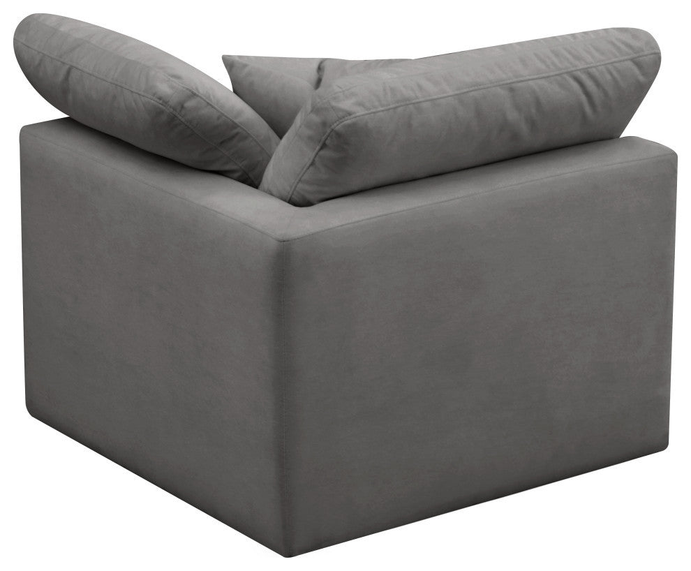 Plush Velvet / Down Standard Comfort Modular Chair, Gray, Corner Chair