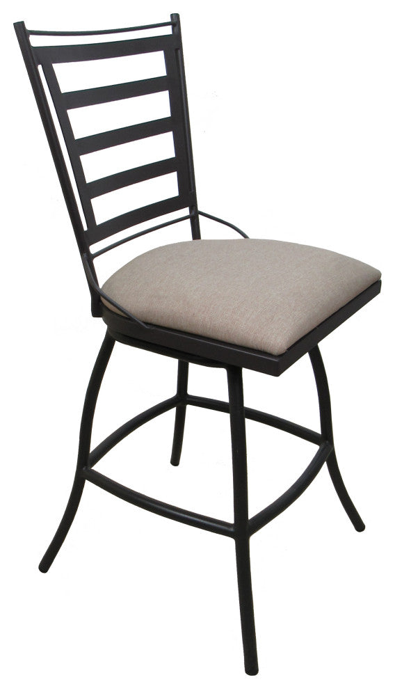 Outdoor Patio Stool Jenna Without Arms, Canvas Patty on Dark Nut, 26", Without Arms