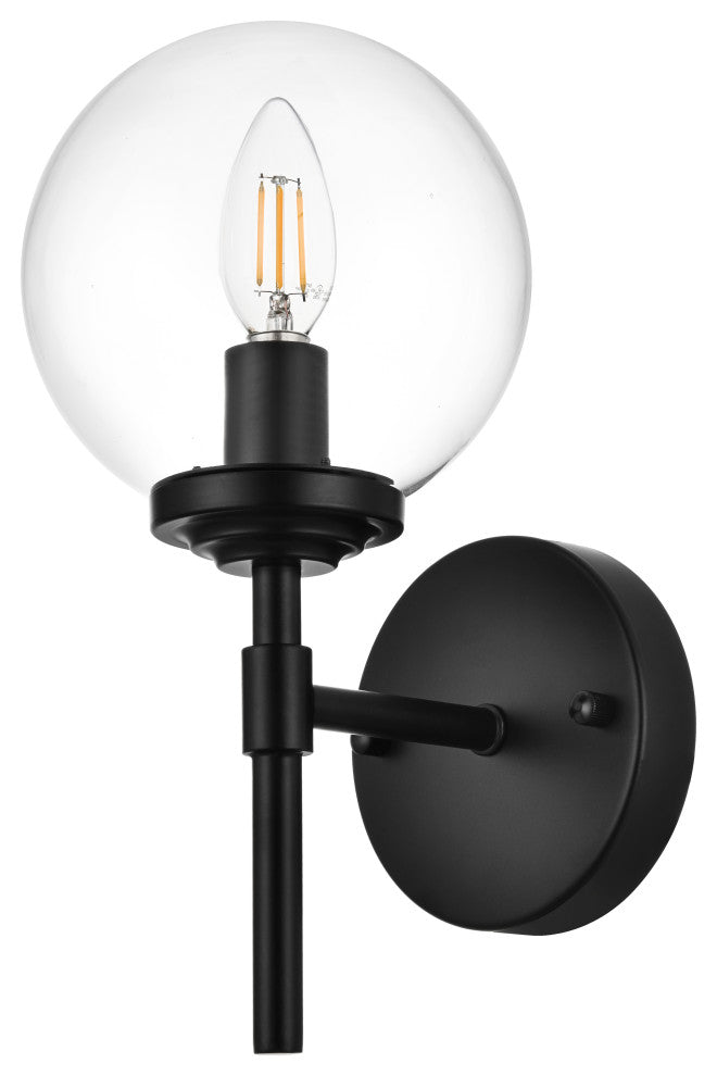 1 Light Black And Clear Bath Sconce