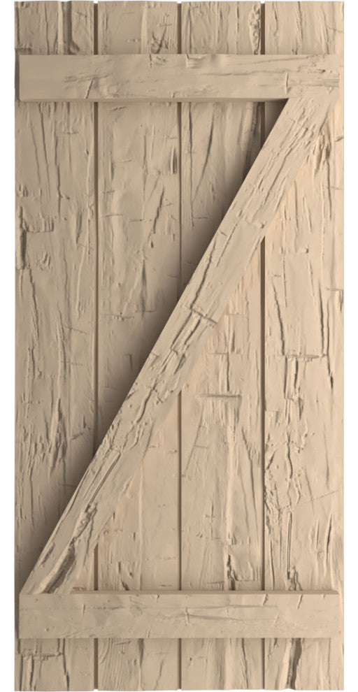 Rustic 4 Board Joined B-N-B Faux Wood Shutters, Hand Hewn, 22x26"