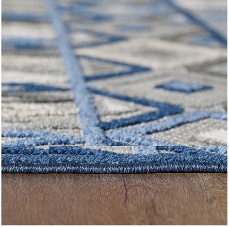 8" Round Gray Blue Aztec Pattern Indoor Outdoor Area Rug