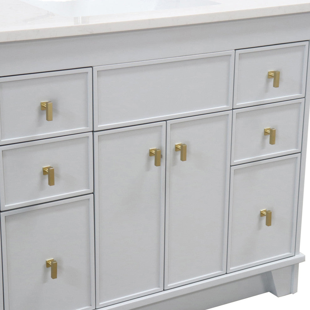 39" Single Sink Vanity, French Gray Finish With Engineered Stone Top