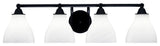 Paramount 4-Light Bath Bar, Matte Black, 6.25" White Marble Glass